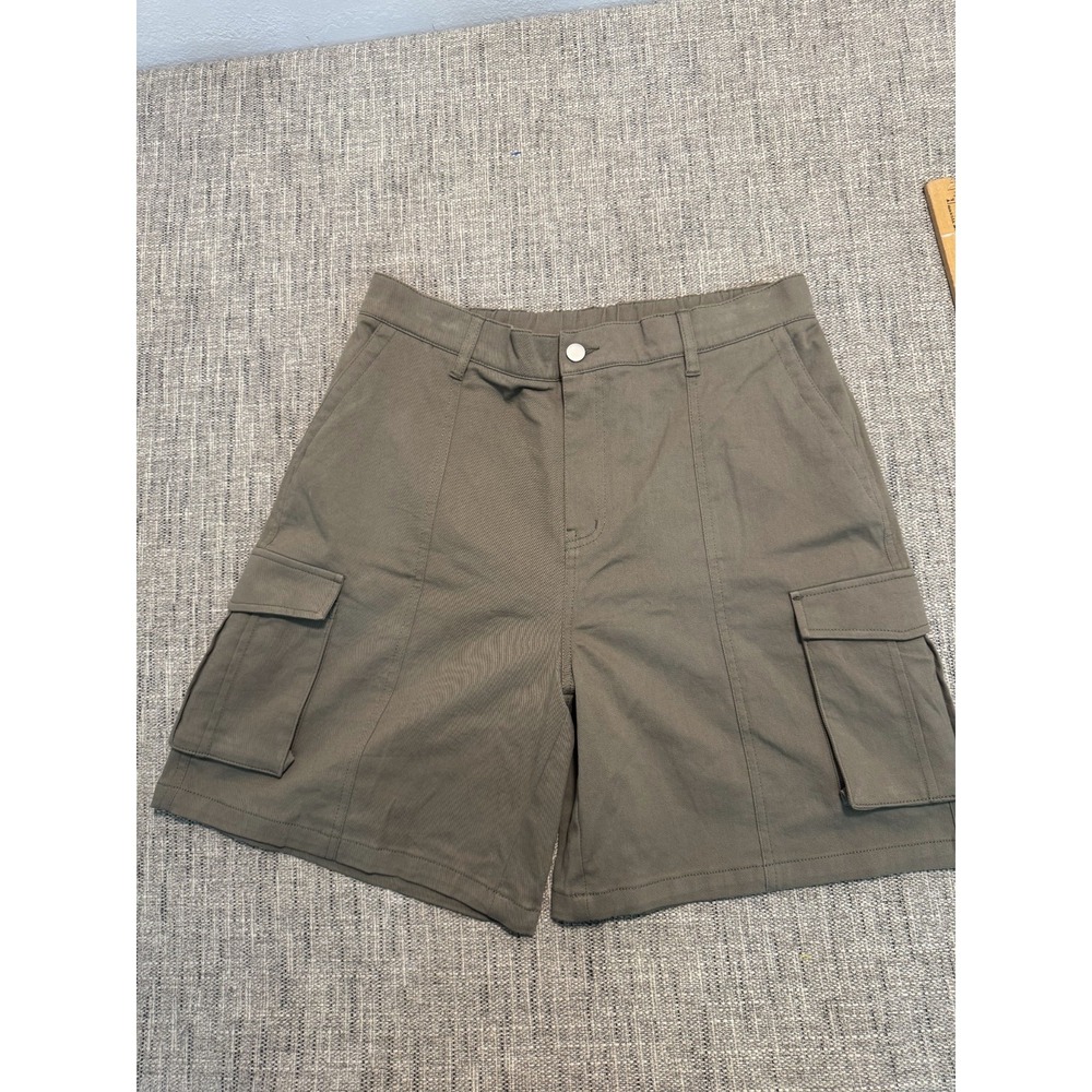 IVIR Cargo Shorts Womens Size XL Khaki Cotton Blend Casual Knee Length 7" Inseam